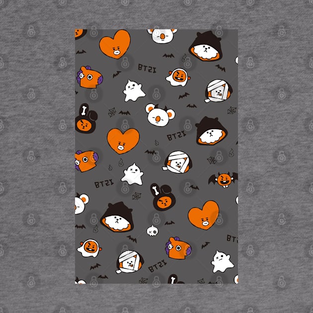 BT21 Halloween Pattern - Orange version by ZeroKara